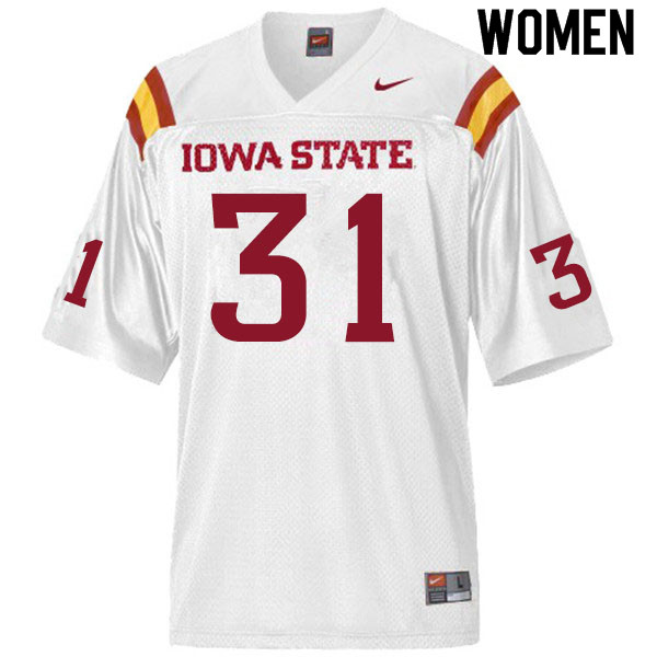 Women #31 Virdel Edwards II Iowa State Cyclones College Football Jerseys Sale-White